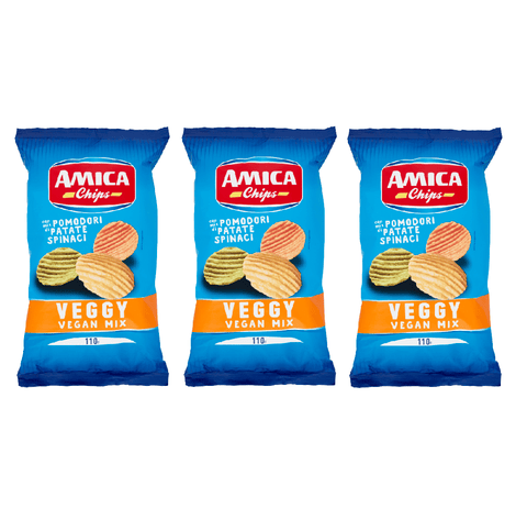 Amica Chips Chips 3x Amica Chips Veggy Spinat- und Tomatenchips 110gr 8008714000486