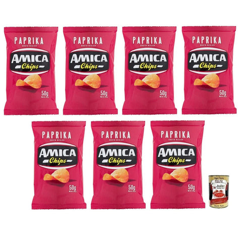 Amica chips Patatine Paprika Kartoffelchips mit Paprika Geschmack Salziger Snack Glutenfrei Beutel 7x 50g italienisch Original