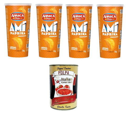Amica chips Chips Amica Chips AMI' Crunchy Paprika 4x 100gr + Italian Gourmet polpa 400g 0