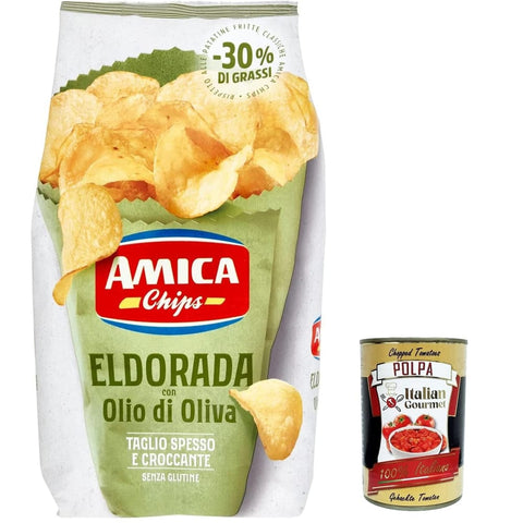 Amica chips Chips Amica chips Eldorada Chips mit Olivenöl Kartoffelchips gesalzen 130g Kartoffel 20x Original italienisch inkl. Itlaian Gourmet Polpa 400g 8008714000899