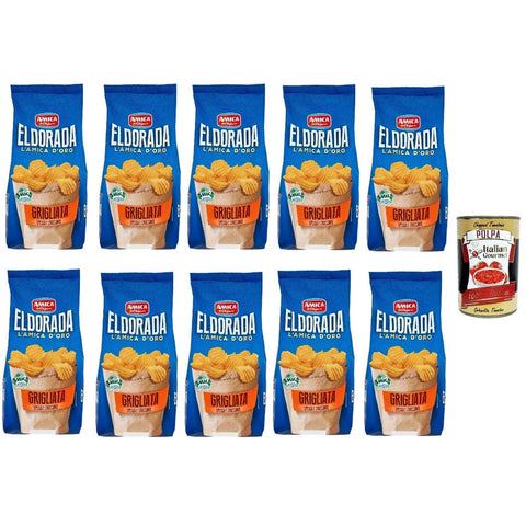 Amica chips Chips Amica chips Eldorada Grigliata Salzige Kartoffelchips mit gewelltem Schnitt glutenfreie knusprige Kartoffel chips 10x 130g italienisch Original 8008714003678