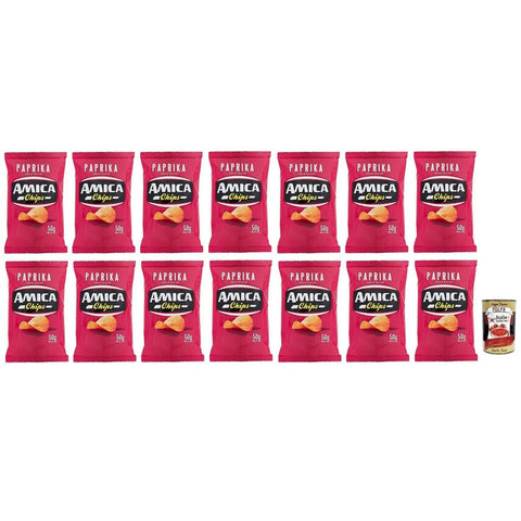 Amica chips Chips Amica chips Patatine Paprika Kartoffelchips mit Paprika Geschmack Salziger Snack Glutenfrei Beutel 14x 50g italienisch Original 8008714001292