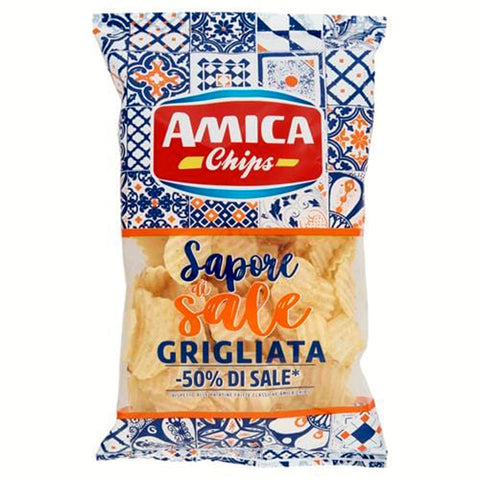 Amica chips Sapore di sale Grigliata 50% di sale Gegrillte Kartoffelchips 50% Salz 6x 175 g italienisch Original