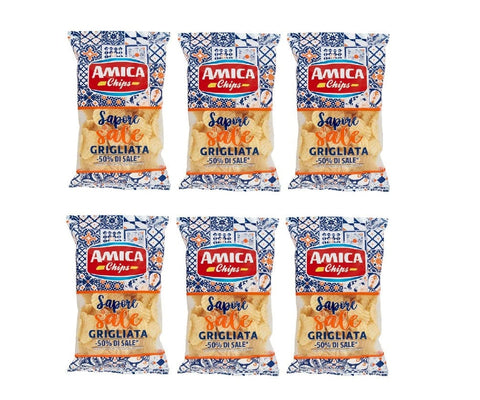 Amica chips Chips Amica chips Sapore di sale Grigliata 50% di sale Gegrillte Kartoffelchips 50% Salz 6x 175 g italienisch Original 8008714003760
