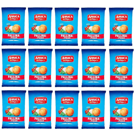 Amica chips Knabberartikel Amica chips Pallina Pizza Mais- mit Pizzageschmack Salziger Beutel 125 g 15x italienisch Original Kartoffelchips 8008714006365
