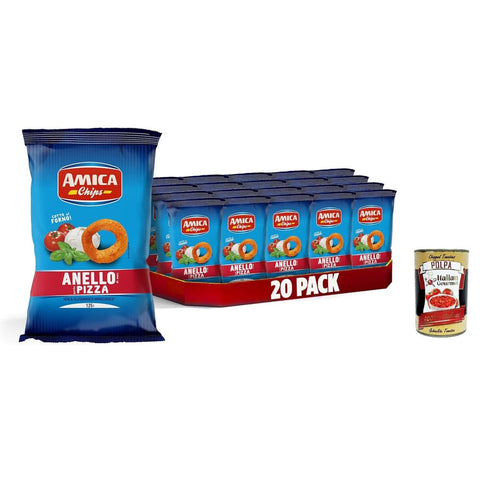 AMICA Chips Snack Kuchen & Backwaren AMICA Chips | Patatine Anello al Gusto Pizza -Mais -Ring chips gebackene Mais - mit Sonnenblumenkernöl 20x125 g italienisch Original Kartoffelchips + kostenlos 8032804040014