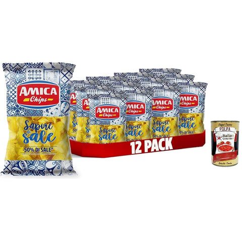 AMICA Chips Snack Kuchen & Backwaren AMICA Chips | Patatine Classiche Sapore di Sale, Klassischer Kartoffel Chips -Geschmack von Salz mit 50% weniger Salz, glutenfreier Snacks mit Sonnenblumenöl 8032804040014