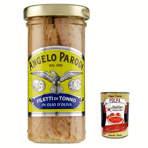 Angelo Parodi Filetti di Tonno in Olio d'Oliva in vetro, Thunfischfilets in Olivenöl in Glas 150 g italienisch Original