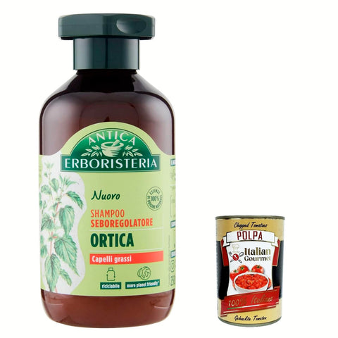 Antica erboristeria Shampoo Ortica, Ortica Shampoo für fettige Haare 250ml 6x Original italienisch inkl. Italian Gourmet Polpa 400g