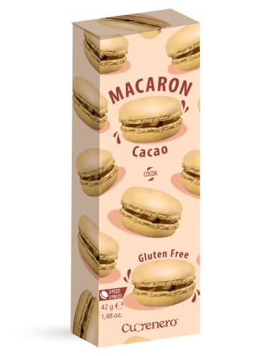 ANTICO CAFFE' NOVECENTO Cuorenero 3 Macaron Kakaogeschmack | Glutenfreies Schokoladen - Macaron | Pralinen in einer Geschenkbox | Macaron Kekse im Karton - . 42 Gr Original italienisch