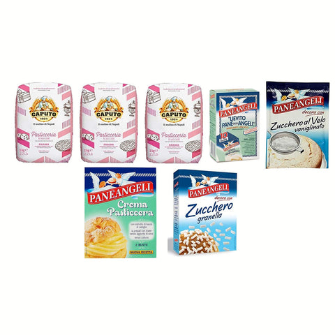 Antimo Caputo Pasticceria Caputo Paneangeli Bäckereiprodukte Gebäckprodukte Mehl - Kuchencreme - Vanille Puderzucker - Kornzucker - Vanillehefe 7 Stücke 100% Italienische Produkte Testpaket Original italienisch