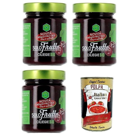 Apicoltura Casentinese Konfitüren Apicoltura Casentinese marmellata Solo Frutta Ciliege Nur Fruchtkirschen 3x295 g italienisch Original Pastasauce + kostenlos Polpa di Pomodoro 400 g 8032804040014