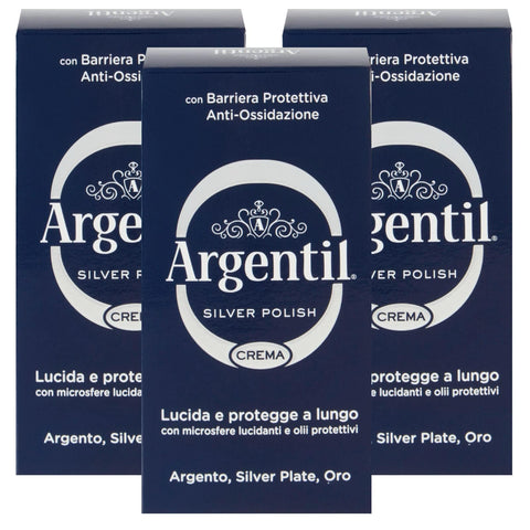 Argentil Spezieller Reiniger für Silber in Creme, Politur und Antioxidans, mit Schutzbarriere, x 3 Stück 150 ml Original italienisch