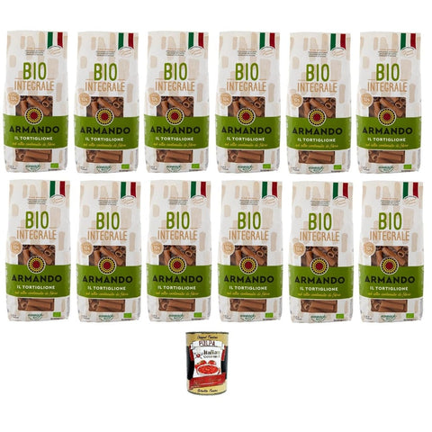 Armando Il Fertiggerichte Armando Il Tortiglione Integrale Vollkorn reich an Ballaststoffen 12x500 g italienisch Original Pastasauce + kostenlos polpa 400 g 8005709206830