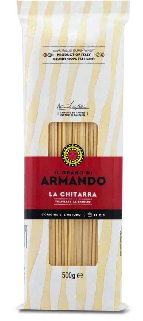 ARMANDO Kurze Pasta 6x Il Grano Di Armando La Chitarra Italienischer Weizen Bronze gezeichnet 100% Italienische Pasta 500g 8005709200128