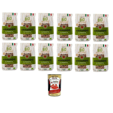 Armando La Fertiggerichte Armando La Pennetta Integrale Vollkorn reich an Ballaststoffen 12x500 g italienisch Original Pastasauce + kostenlos polpa 400 g 8005709206076