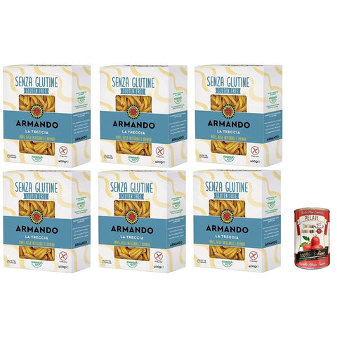 Armando Nudelgerichte Armando La Treccia glutenfreie Mehrkornnudeln mit Mais braunem Reis und Quinoa 400 g 6x italienisch Original + kostenlos pelati 400 g 8005709209558