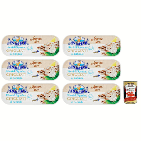 AS do Mar Filetti di Sgombro Grigliati al Naturale,Natürliche Gegrillte Makrelenfilets und Vollsalz,120 g Dose italienisch Original