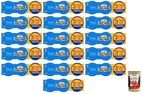 AS do Mar Gemüse 48x AS do MAR Tonno all'Olio di Oliva,Thunfisch in Olivenöl,ideal für jedes Rezept,80g Glas + Italian Gourmet Polpa di Pomodoro 400g Dose 8003294960113