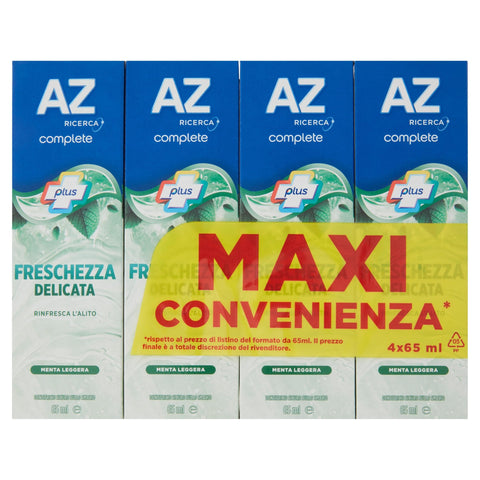 Az Ricerca Zahncremes AZ Zahnpasta Complete Plus Milde Frische Leichte Minze, 4 x 65 ml 8006540367452