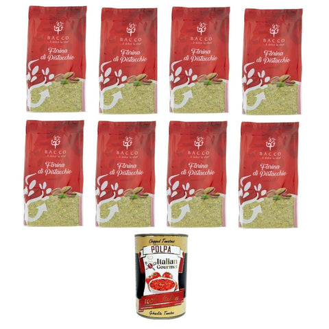 BACCO Mehl BACCO farina di pistacchio Pistazienmehl 8x100 g Original italienisch inkl. Italian Gourmet Polpa di Pomodoro 400g 8033462986508