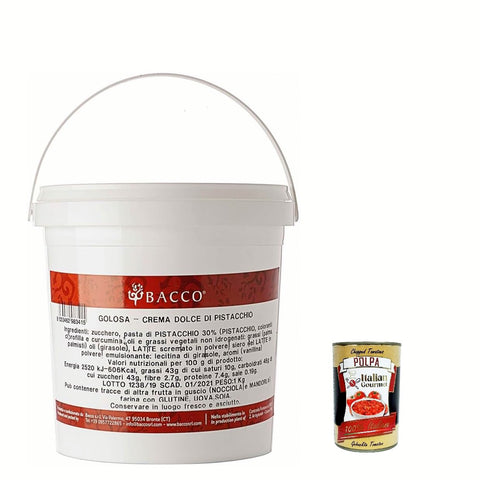 Bacco La Golosa Di Bacco Crema Dolce di Pistacchio Süße Pistaziencreme Pistazie Streichcreme 1 kg italienisch Original Pastasauce + kostenlos polpa 400 g