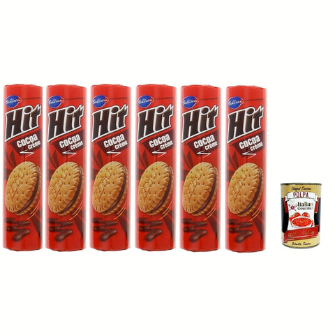 Bahlsen Snack Kuchen & Backwaren Bahlsen Hit Cacoa Crème, Doppelkekse in der Großpackung 2 lose Kekse mit Kakaocreme Gebäck für die ganze Familie, 6x 220 g italienisch Original 4017100364013