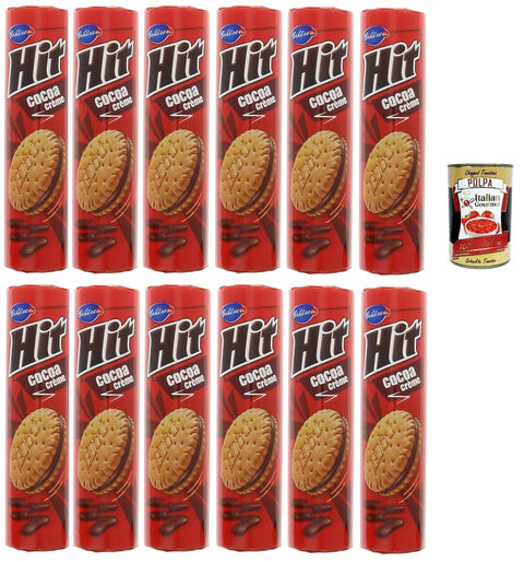 Bahlsen Snack Kuchen & Backwaren Hit Cacoa Crème, Doppelkekse in der Großpackung - 2 lose Kekse mit Kakaocreme - Gebäck für die ganze Familie, 12x 220g + Italian Gourmet polpa 400g 4017100364013