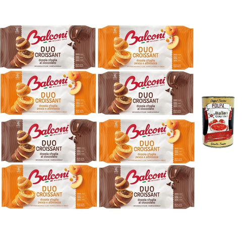 Balconi Croissants Balconi Testpaket Croissant DUO Pesca/Albicocca e Cacao Doppelschichtiges Schokoladen Croissant DUO Pfirsich/Aprikose und 8x300gr italienisch Original 8001585010721