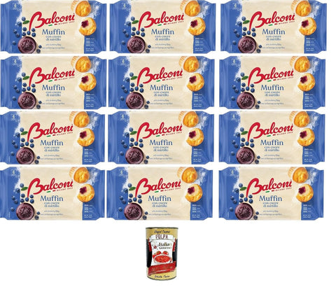 Balconi Cupcakes Balconi Muffin Con Cuore di Mirtillo Blaubeermuffins (12 x 240 g) + 400 g italienisches Gourmet-Fruchtfleisch 8001585010684
