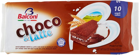 Balconi Kekse 3x Balconi Choco Latte con crema stracciatella Kuchen Snacks mit Stracciatella-Creme (10x30g) 300g 8001585003006