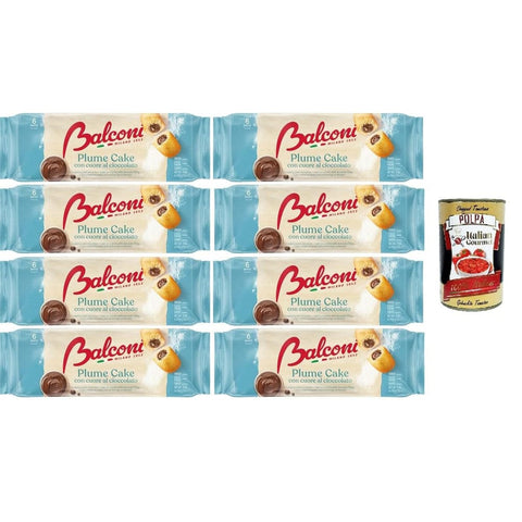 Balconi Kuchen & Torten Balconi Plume Cake con Cuore di Cioccolato Plume Cake mit Schokoladenherz 8x 190gr Original italienisch inkl. Italian Gourmet Polpa 400g 8032804040014