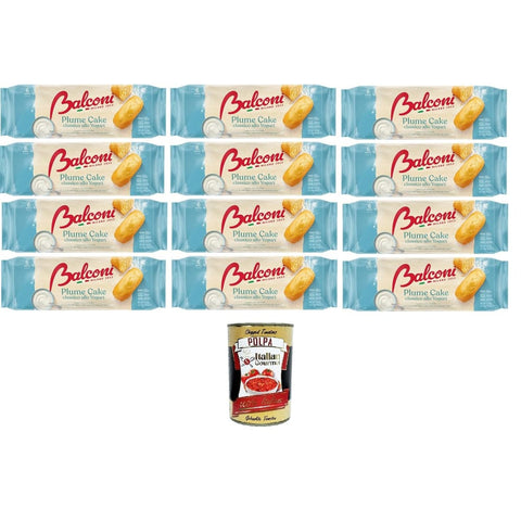 Balconi Plume Kuchen & Torten Balconi Plume Cake Classico allo Yogurt Klassischer Joghurt-Pflaumenkuchen vom Balkon 12x190 g italienisch Original Gebäck + kostenlos Polpa 400 g 8032804040014