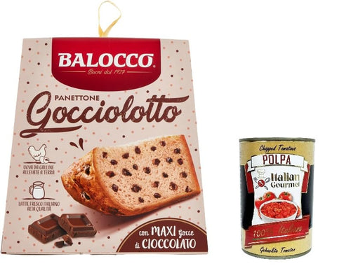 Balocco Brot & Backwaren Balocco Panettone Gocciolotto Mit MAXI-Schokoladentropfen 800gr + Italian Gourmet polpa 400g 8001100064703