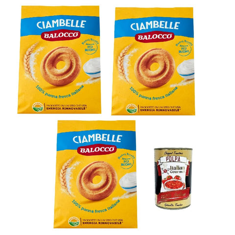 Balocco Ciambelle Snack Kuchen & Backwaren Balocco Ciambelle Kekse zum Frühstück kuchen 3x700 g italienisch Original + kostenlos polpa 400 g 8032804040014