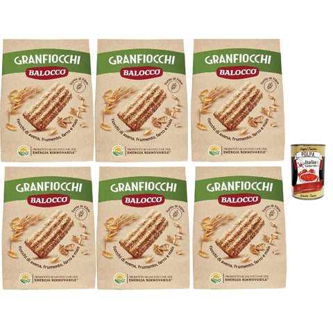 Balocco Granfiocchi Kekse Balocco Granfiocchi Biscotti Integrali Vollkornkekse Kekse mit Vollkorn Getreideflocken und mit braunen Zucker Körnern 6x700 g italienisch Original + kostenlos 8032804040014