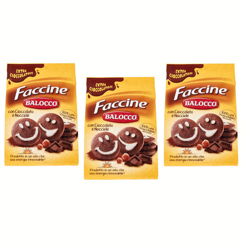 Balocco faccine kekse mit Schokolade & Haselnüss biscuits cookies 3x 350g Original italienisch