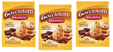 Balocco Gocciolotti Biscotti con gocce di cioccolato Kekse mit Schokoladenstückchen 100% Italienische Kekse 350 g 3x italienisch Original