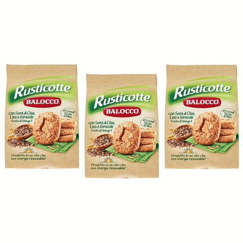 Balocco Rusticotte Biscotti Integrali ai 5 cereali Vollkornkekse mit 5 Müsli mit Chiasamen, Leinsamen und Sonnenblumenkernen biscuits cookies 100% Italienische Kekse 700 g italienisch Original