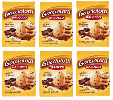 Balocco Gocciolotti Biscotti con gocce di cioccolato Kekse mit Schokoladenstückchen 100% Italienische Kekse 350 g 6x italienisch Original