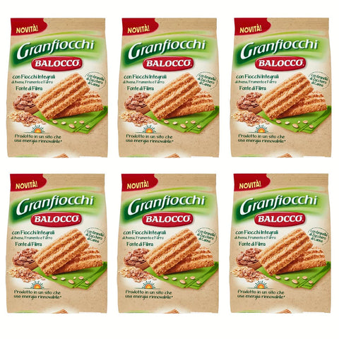 Balocco Granfiocchi Biscotti Integrali Vollkornkekse Kekse Biscuits mit Vollkorn Getreideflocken und mit braunen Zucker 6x700g Original italienisch