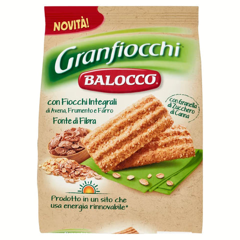 Balocco Kekse Balocco Granfiocchi Biscotti Integrali Vollkornkekse Kekse Biscuits mit Vollkorn Getreideflocken und mit braunen Zucker Körnern 700 g italienisch Original 8001100070575