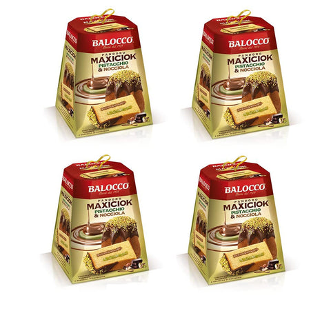 Balocco Latte Balocco Pandoro Maxiciok Pistacchio e Nocciola Weihnachtssüßigkeiten gefüllt mit Pistaziencreme und 4x 800g italienisch Original