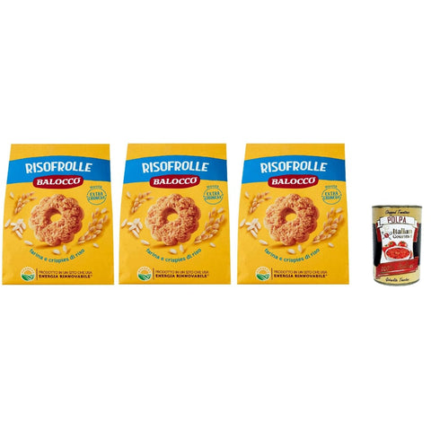 Balocco Risofrolle Snack Kuchen & Backwaren Balocco Risofrolle Biscotti con Farina e crispies di riso, Kekse mit Mehl und Cristpies von Reis biscuits cookies 100% Italienische Kekse 3x700 g Original + 8032804040014