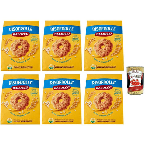 Balocco Snack Kuchen & Backwaren Balocco Risofrolle Biscotti con Farina e crispies di riso, Kekse mit Mehl und Cristpies von Reis biscuits cookies 100% Italienische Kekse 6x 700g Original italienisch inkl. Italian Gourmet Polpa 400g 8001100071725