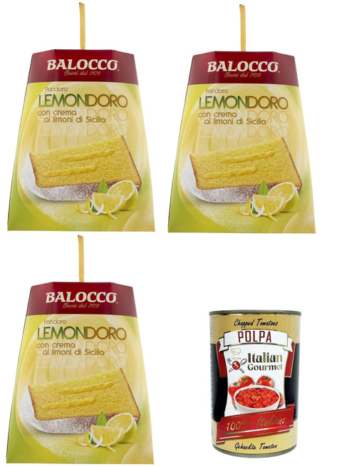 Balocco Stollen Balocco Pandoro Lemondoro Mit sizilianischer Zitronencreme 3x800gr + Italian Gourmet polpa 400g 8001100063683