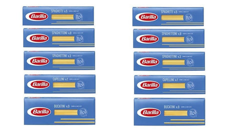Barilla 0 TESTPAKET Pasta Barilla italienisch (10 x 500g) 5 Arten von Nudeln lange Nudeln (Bucatini-Spaghetti-Capellini-Vermicelli-Spaghettini) 8076800195057