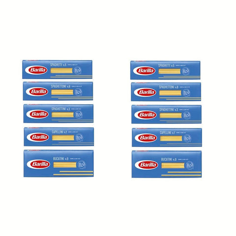 Barilla Pasta italienisch (10 x 500g) 5 Arten von Nudeln lange Nudeln (Bucatini-Spaghetti-Capellini-Vermicelli-Spaghettini) TESTPAKET Original italienisch