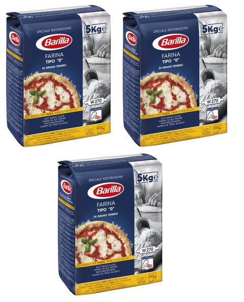 Barilla Farina di Grano Tenero Tipo 0 Manitoba Type Mehl 0 Weizenmehl Ideal für Pizza Brot und Focaccia 5 Kg 3x italienisch Original