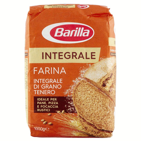 Barilla Farina Integrale di Grano Tenero Vollweizenmehl zur Zubereitung von hausgemachtem Pizza, rustikalem Brot 1x1kg Original italienisch Gebäck